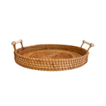 Round Rattan Tray with Handles